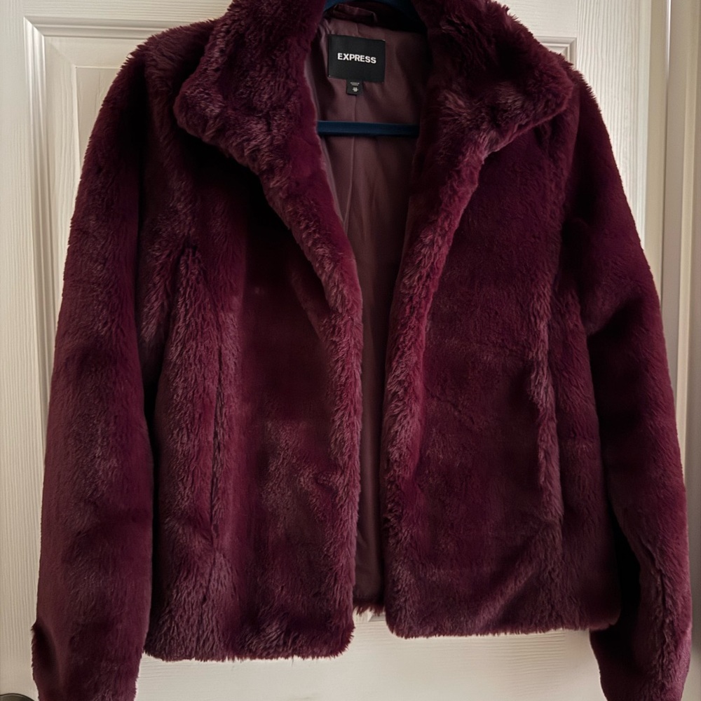 Express Purple Teddy Jacket Plush Faux Fur